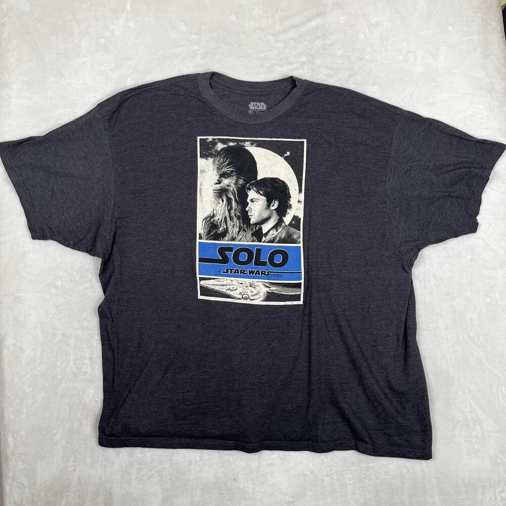 Star Wars Solo T-Shirt Mens 5XL Gray Han Solo Chewbacca Movie Retro Vintage